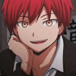 😼 Karma Akabane Assassination Classroom Anime, rote Haare, Grinsen, Karma, Akabane, Assassination Classroom, Charakter telegram sticker