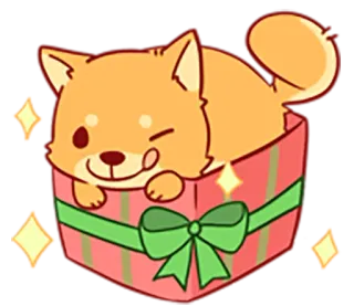 🐶 หมา, ลูกหมา, กล่อง, สัตว์, สัตว์เลี้ยง, น่ารัก, ของขวัญ telegram sticker