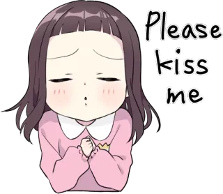😘 Please kiss me beijo, pedido, fofo, garota, implorando telegram sticker