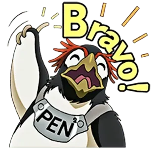 🔷 Bravo! pinguino, anime, bravo, eccitato telegram sticker