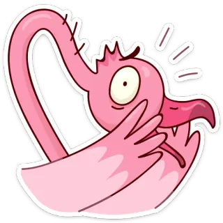😳 flamingo, vogel, rosa, cartoon, sticker, tier telegram sticker