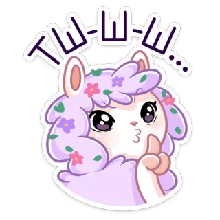 😔 TW-TW... lama, alpaca, carino, sticker, cartone animato, animale whatsapp sticker