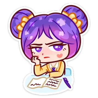 😒 Anime, Escuela, Chica, Estudio, Aburrido/a, Personaje, Sticker whatsapp sticker