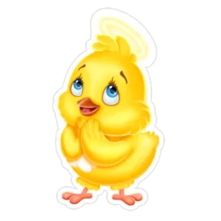 😇 цыпленок, птица, милый, желтый, ангельский, нимб telegram sticker