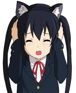 😍 Azusa Nakano K-On! Anime, Kawaii, Fille, Oreilles de chat, Azusa, K-On whatsapp sticker