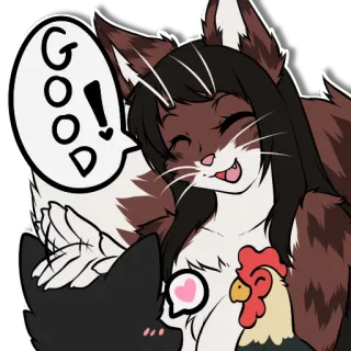 👍 GOOD! animal, cat, chicken, love, heart, cartoon, cute telegram sticker