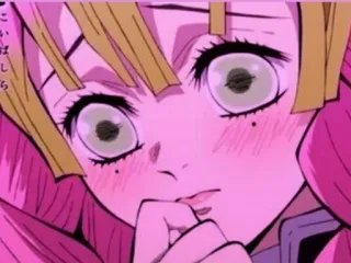 🥺 Mitsuri Kanroji Demon Slayer にいはしら 애니메이션, 캐릭터, 분홍색, 귀멸의 칼날 whatsapp sticker