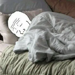 😴 Wojak 밈, 자는, 슬픈, 침대, 우울, Wojak telegram sticker
