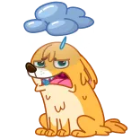 😩 หมา, เศร้า, เมฆ, ฝน, สัตว์, น่ารัก, การ์ตูน whatsapp sticker