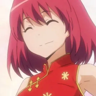 ❤️ anime, girl, red hair, smiling, cheerful, dress telegram sticker
