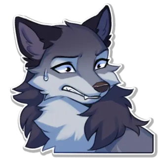 🤐 หมาป่า, การ์ตูน, กังวล, วิตกกังวล, ขน telegram sticker