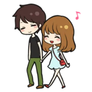 🚶 Desenho animado, Casal, Amor, Romance, Fofo, Relacionamento, Caminhando whatsapp sticker