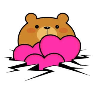 ❤️ orso, cuori, amore, carino, cartone animato telegram sticker
