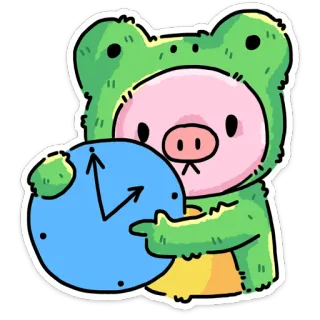 ⏳ 动物, 青蛙, 猪, 可爱, 贴纸, 卡通, 服装 telegram sticker