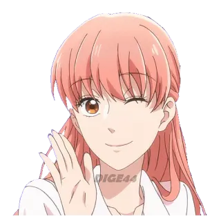 😉 DIGE44 anime, ragazza, carina, capelli rosa, che saluta telegram sticker