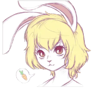 🙂 coelho, coelhinha, anime, fofo, animal, desenho animado telegram sticker