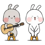 🎧 conejo, lindo, guitarra, música, sentado, dibujos animados whatsapp sticker