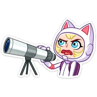 😔 телескоп, смотрящий, мультик, космос, персонаж, наблюдение telegram sticker