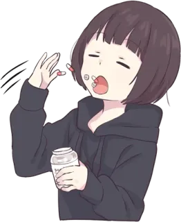 💊 Аниме, Мультфильм, Принимать таблетки, Медицина, Здоровье telegram sticker