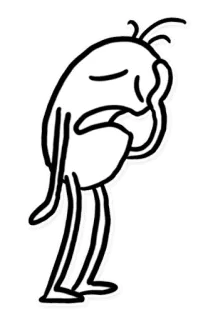 😣 Мультфильм, Грустный, Расстроенный, Персонаж, Линии, Эмоция telegram sticker