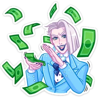 🤑 dinheiro, riqueza, desenho animado, personagem, estilo whatsapp sticker