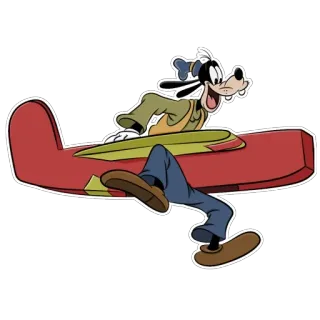✈️ Goofy глупый, Disney, мультфильм, самолет, персонаж, анимация, смешной telegram sticker