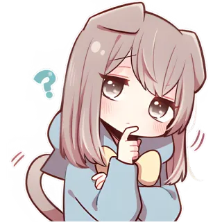 🤔 动漫, Q版, 卡哇伊, 可爱, 问题, 狗, 女孩 whatsapp sticker