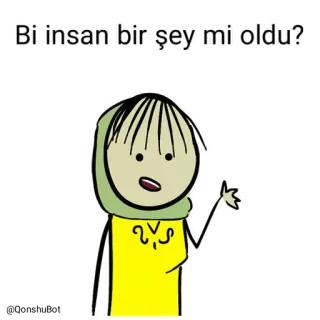 🤔 Bi insan bir şey mi oldu? cartoon, persoon, personage, groet, vraag whatsapp sticker