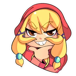 🤔 Anime, Dibujos animados, Chica, Capucha, Sonrisa burlona, Personaje telegram sticker