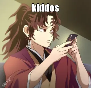 🙂 kiddos anime, character, kiddos, texting, phone telegram sticker