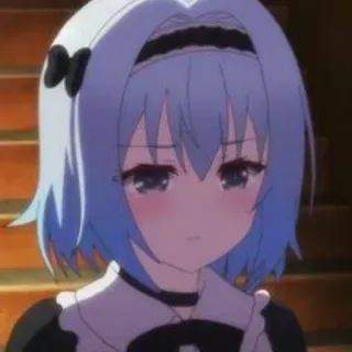 😳 anime, girl, cute, maid, blue hair whatsapp sticker