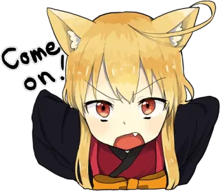 😬 Come on! Anime, Manga, Kawaii, Süß, Katzenohren, Wütend whatsapp sticker
