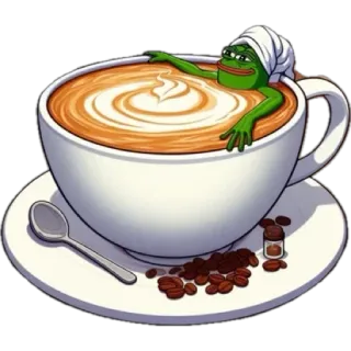 🌟 Pepe the Frog pepe, rana, caffè, tazza, relax, bagno telegram sticker