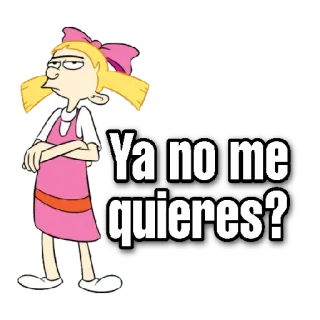 😀 Helga Pataki Hey Arnold! Ya no me quieres? Helga Pataki, Hey Arnold, cartoon, sticker, Ya no me quieres?, Spanish, Nickelodeon telegram sticker