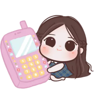 🧸 Dessin animé, Fille, Téléphone, Mignon, Kawaii, Sticker telegram sticker