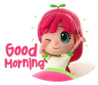 ✋ Good Morning bonjour, mignon, dessin animé, salutation, joyeux, gai whatsapp sticker