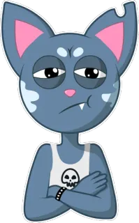 😑 gatto, cartone animato, sticker, emo, teschio, personaggio, animale telegram sticker