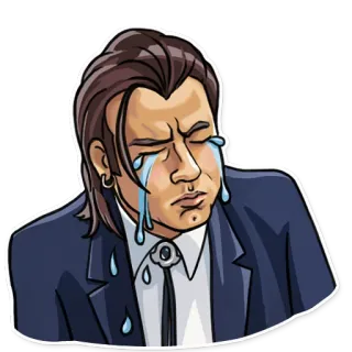 😭 chorando, triste, homem, terno, lágrima, emo telegram sticker