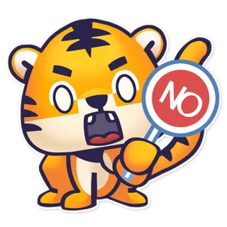 😁 NO tigre, não, proibição, desenho animado, animal, laranja, bravo telegram sticker