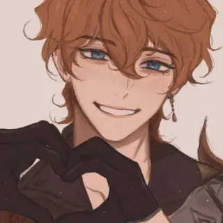 😘 Tartaglia Genshin Impact Tartaglia, Genshin Impact, Anime, Personaje, Videojuego, Sonriendo, Gesto de corazón whatsapp sticker