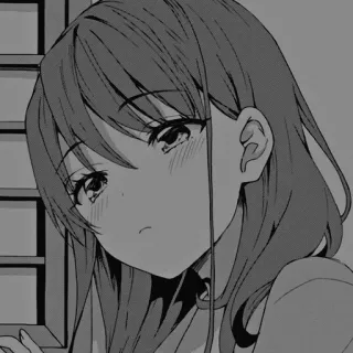 🌟 gadis anime, manga, sedih, monokrom, potret whatsapp sticker