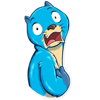 😨 otter, cartoon, tier, blau, lustig, aufkleber telegram sticker