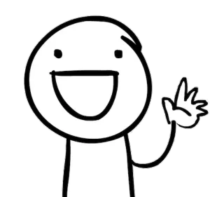 👋 desenho animado, boneco palito, personagem, acenando, feliz, saudação whatsapp sticker