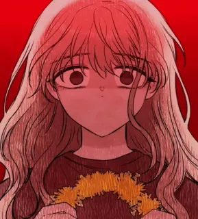🔪 动漫, 漫画, 女孩, 伤心, 害怕, 花环 telegram sticker