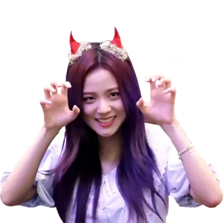 😈 wanita, gadis, potret, imut, iblis, telinga, orang, tanduk telegram sticker