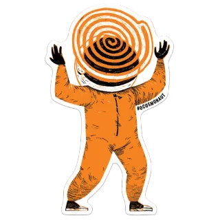 😵‍💫 #OCOSMONAUT astronaut, space, spiral, orange suit, cosmonaut whatsapp sticker