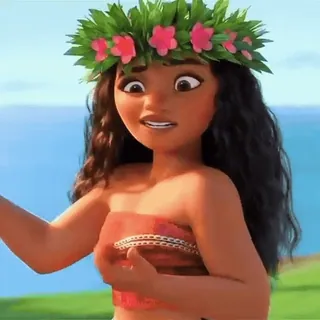 😬 Moana モアナ, ディズニー, アニメ, トロピカル, 花の冠, キャラクター, 映画 whatsapp sticker