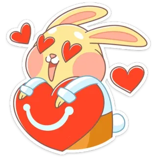 😍 rabbit, heart, love, cute, sticker, cartoon, happy telegram sticker