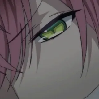 🍷 anime, eye, green, hair, red telegram sticker