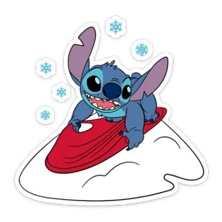 🏂 Stitch Stitch, Lilo e Stitch, Disney, Neve, Inverno, Slittino telegram sticker